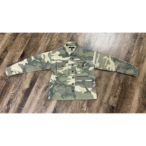 Camouflage Women's Oversized‎ Shirt Jacket Shacket Women's Small 100% Cotton - Picture 4 of 14